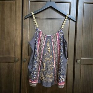 BKE Gimmicks Boho Cami Tank Top Daisy Chain Embroidered Hippie Festival Fairy M